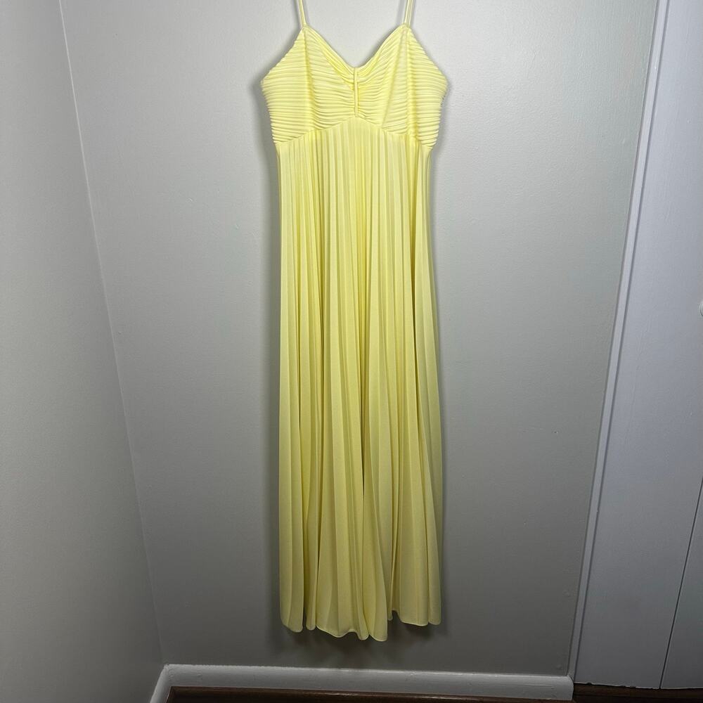 Vintage 1970s Prom Homecoming Dress Sheer Cape 13/14 Yellow